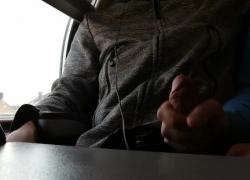 Рискованная мастурбация и минет в общественном поезде